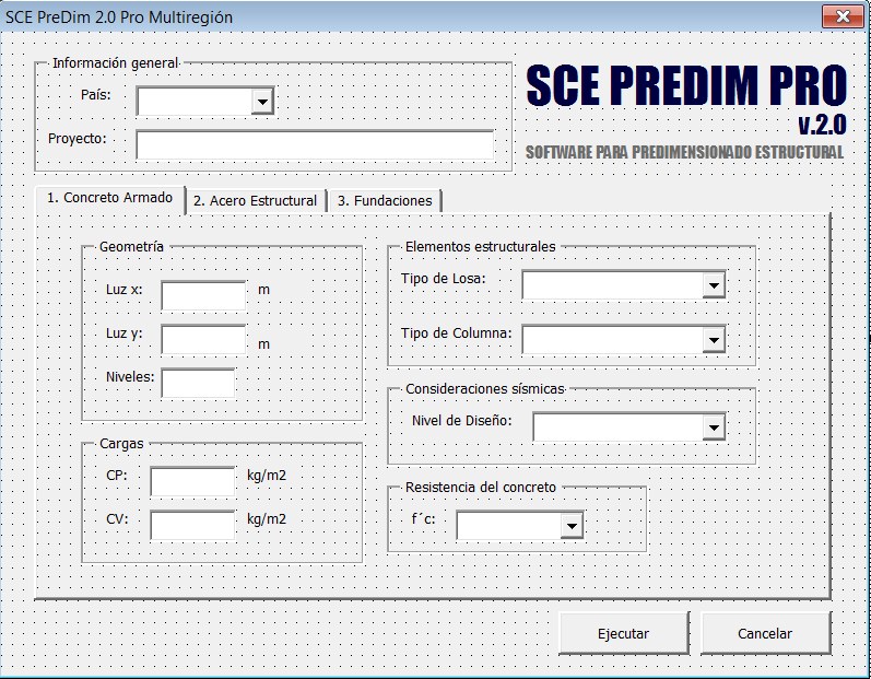 software de predimensionamiento estructural sce predim.